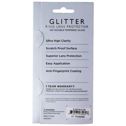 Elizabeth James Ring Lens Protector for iPhone 15 Pro/15 Pro Max - Glitter Cell Phone - Screen Protectors Elizabeth James - Simple Cell Bulk Wholesale Pricing - USA Seller