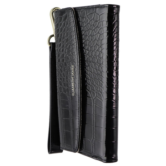 Elizabeth James Wristlet Folio for MagSafe for iPhone 15 Pro Max - Black Croc Cell Phone - Cases, Covers & Skins Elizabeth James - Simple Cell Bulk Wholesale Pricing - USA Seller