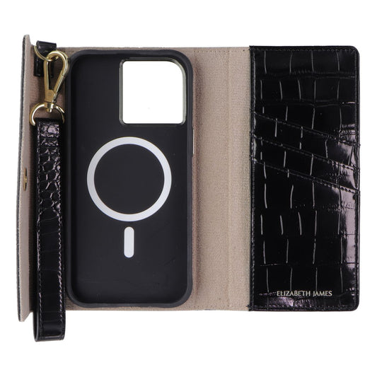 Elizabeth James Wristlet Folio for MagSafe for iPhone 15 Pro Max - Black Croc