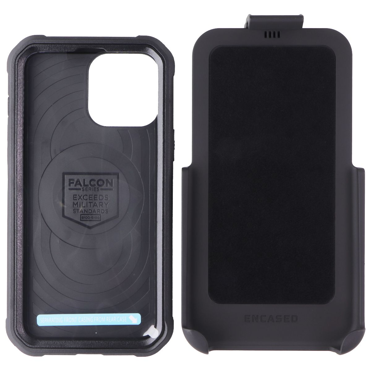 ENCASED Falcon Case and Holster for Apple iPhone 13 Pro Max - Black Cell Phone - Cases, Covers & Skins Encased - Simple Cell Bulk Wholesale Pricing - USA Seller