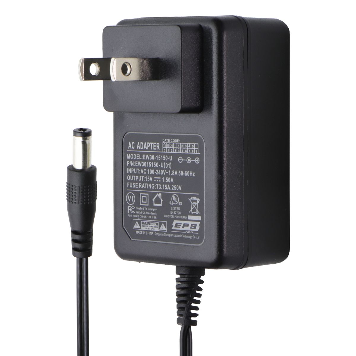 EPS (15V/1.5A) AC Adapter Wall Power Supply - Black (EW30-15150-U) Multipurpose Batteries & Power - Multipurpose AC to DC Adapters EPS    - Simple Cell Bulk Wholesale Pricing - USA Seller