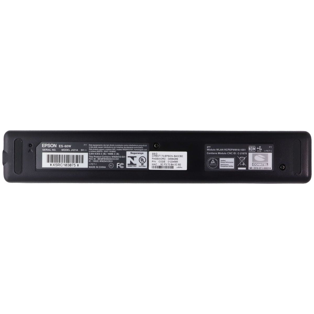 Epson WorkForce ES-60W Wireless Portable Color Document Scanner - Black Office Equipment - Scanners Epson - Simple Cell Bulk Wholesale Pricing - USA Seller