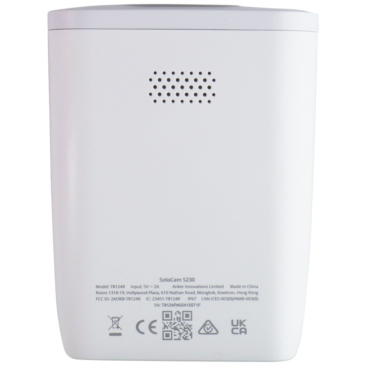 Eufy SoloCam S230 5V/2A Wireless Solar Security Camera (T8124R) - White Home Surveillance - Security Cameras Eufy - Simple Cell Bulk Wholesale Pricing - USA Seller