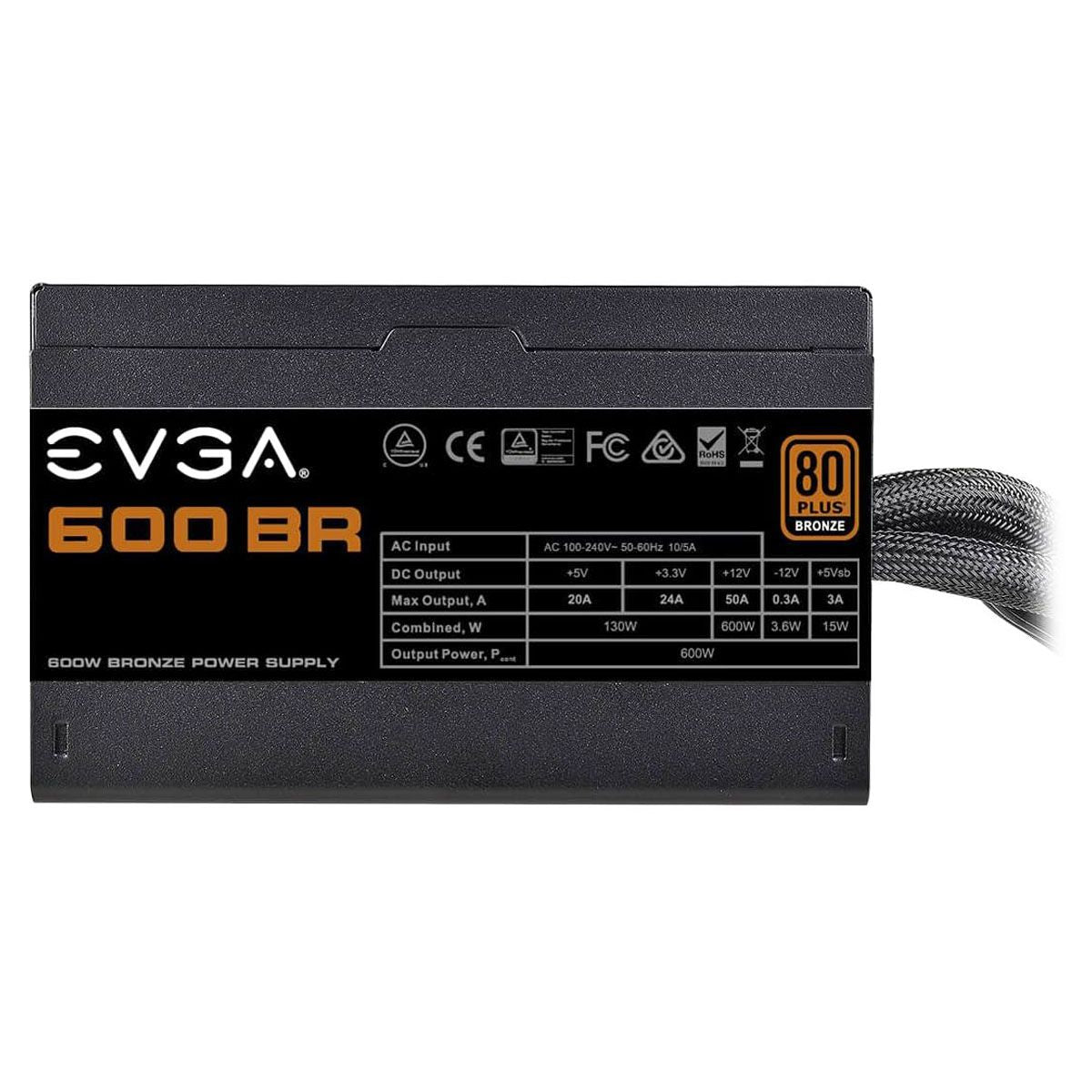 EVGA 600W Bronze 600 BR Power Supply (100-BR-0600-K1) Computer Parts - Power Supplies EVGA - Simple Cell Bulk Wholesale Pricing - USA Seller