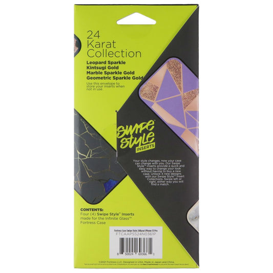 Fortress Swipe Style Inserts (4-Pk) for Apple iPhone 13 Pro 24 Karat Collection Cell Phone - Cases, Covers & Skins Fortress - Simple Cell Bulk Wholesale Pricing - USA Seller