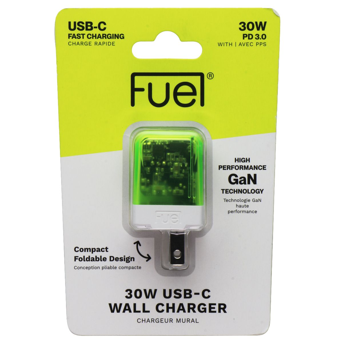 FUEL (30W) USB-C Fast Charging Translucent Wall Charger - Vivid Green Cell Phone - Cables & Adapters FUEL    - Simple Cell Bulk Wholesale Pricing - USA Seller