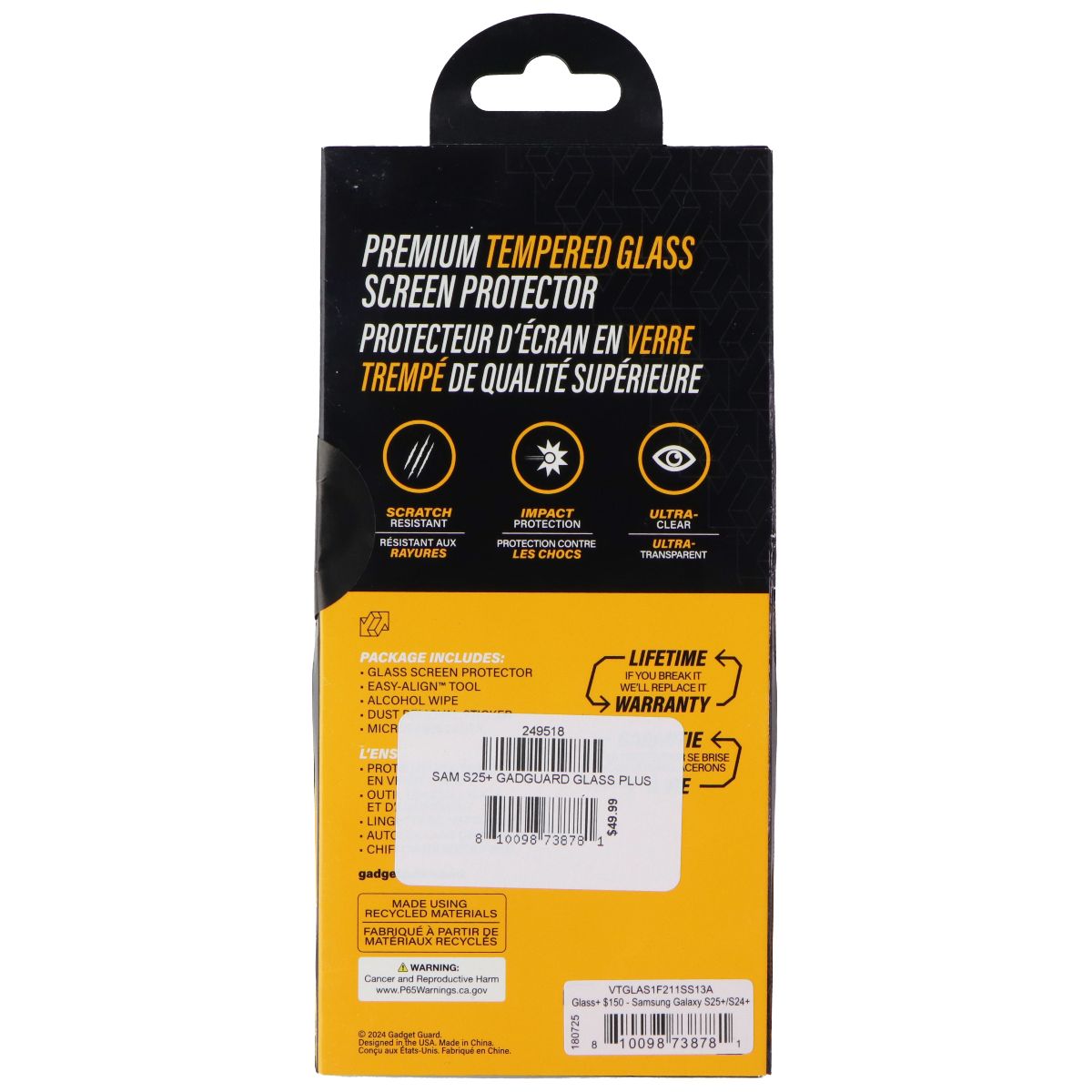 Gadget Guard Glass Screen Protector for Samsung Galaxy S25+ (Plus)/ S24+ (Plus) Cell Phone - Screen Protectors Gadget Guard - Simple Cell Bulk Wholesale Pricing - USA Seller