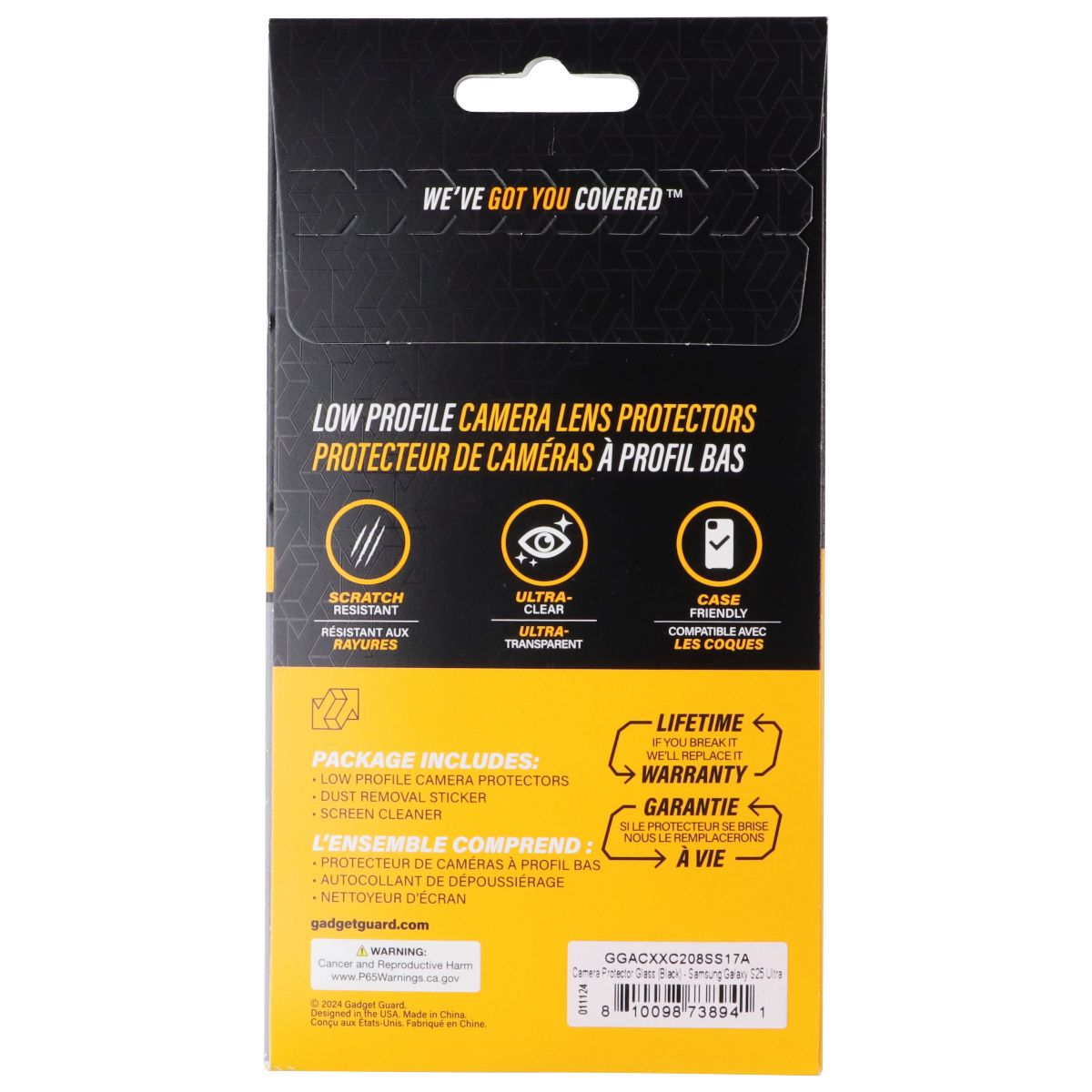 Gadget Guard Glass Series Camera Protectors for Samsung Galaxy S25 Ultra - Black Cell Phone - Screen Protectors Gadget Guard - Simple Cell Bulk Wholesale Pricing - USA Seller