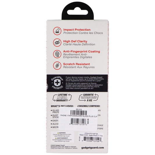 Gadget Guard Glass Series Screen Protector for Apple iPhone 17 Air Cell Phone - Screen Protectors Gadget Guard - Simple Cell Bulk Wholesale Pricing - USA Seller