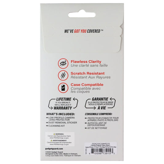 Gadget Guard Camera Lens Protector Set for iPhone 17 Pro & 17 Pro Max - Silver Cell Phone - Other Accessories Gadget Guard - Simple Cell Bulk Wholesale Pricing - USA Seller