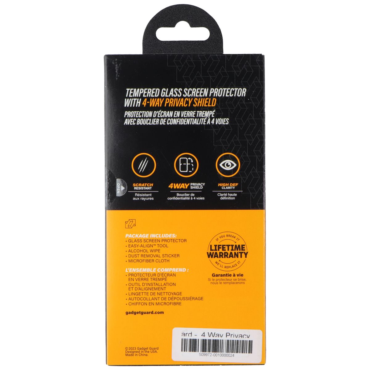 Gadget Guard Glass with Privacy Screen Protector for Apple iPhone 15 Pro Cell Phone - Screen Protectors Gadget Guard - Simple Cell Bulk Wholesale Pricing - USA Seller