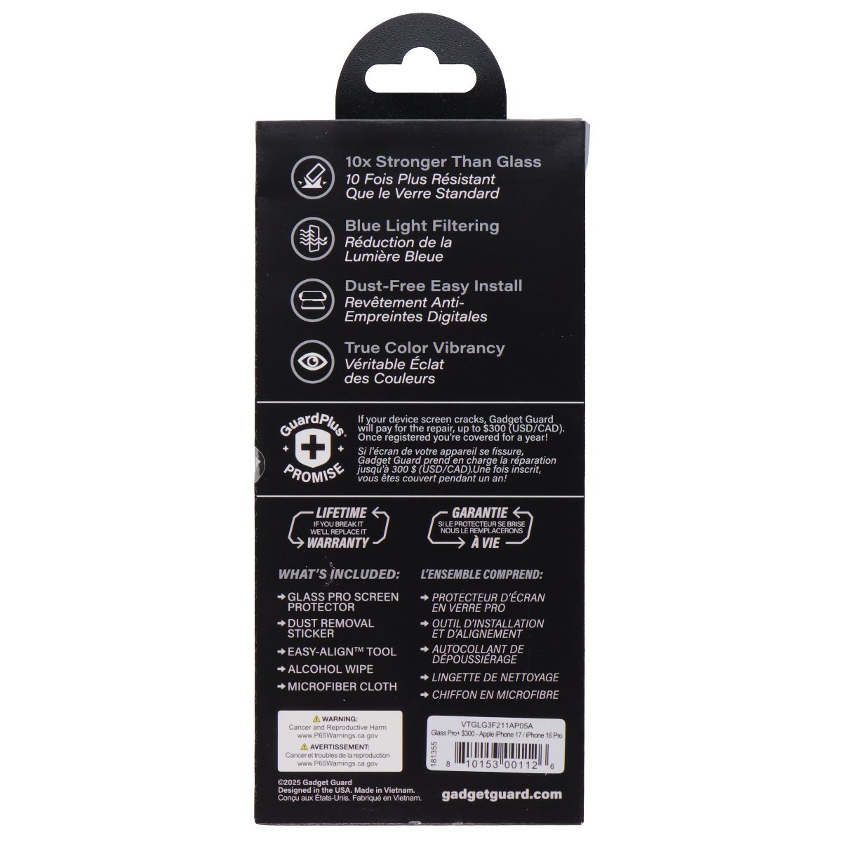 Gadget Guard Glass Pro Screen Protector for Apple iPhone 17/16 Pro (Blue Light) Cell Phone - Screen Protectors Gadget Guard - Simple Cell Bulk Wholesale Pricing - USA Seller