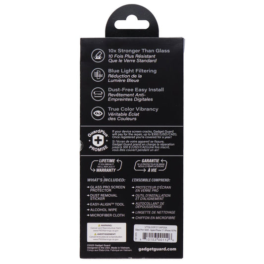 Gadget Guard Glass Pro Screen Protector for Apple iPhone 17/16 Pro (Blue Light) Cell Phone - Screen Protectors Gadget Guard - Simple Cell Bulk Wholesale Pricing - USA Seller
