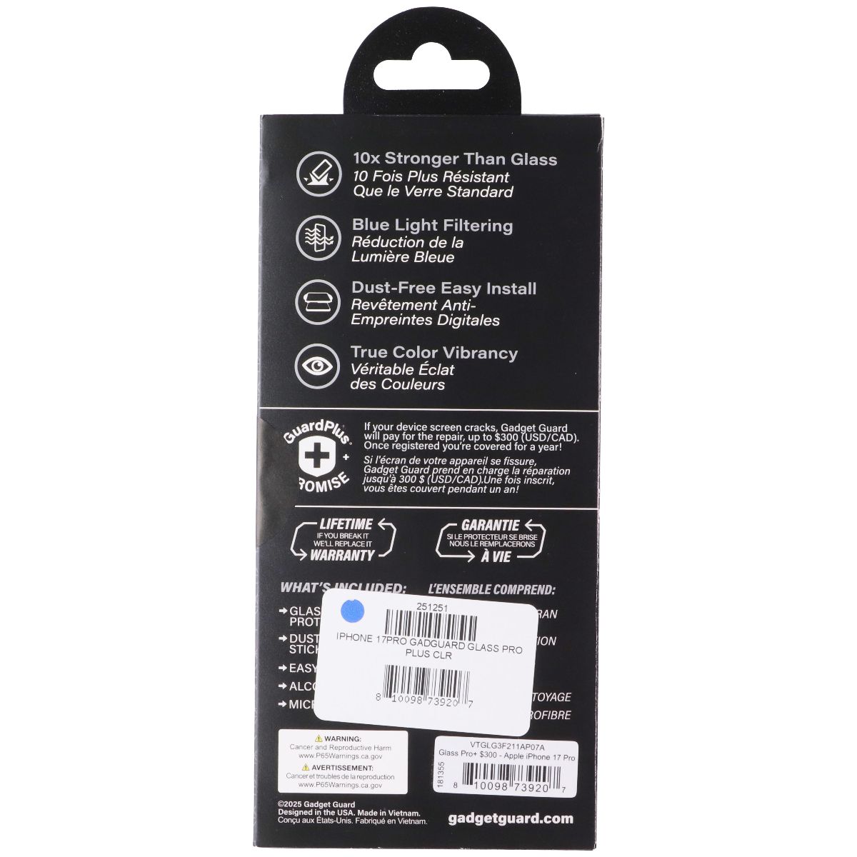 Gadget Guard Glass Pro Screen Protector for Apple iPhone 17 Pro (Blue Light)