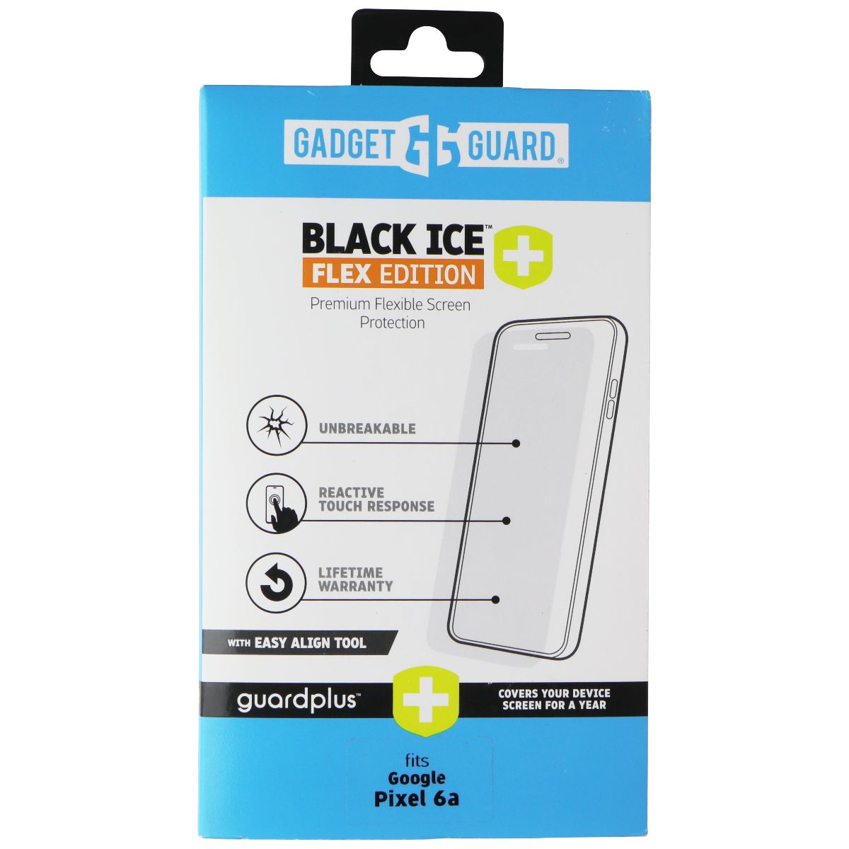 Gadget Guard Black Ice Flex Edition with Guard Plus for Google Pixel 6a Cell Phone - Screen Protectors Gadget Guard - Simple Cell Bulk Wholesale Pricing - USA Seller