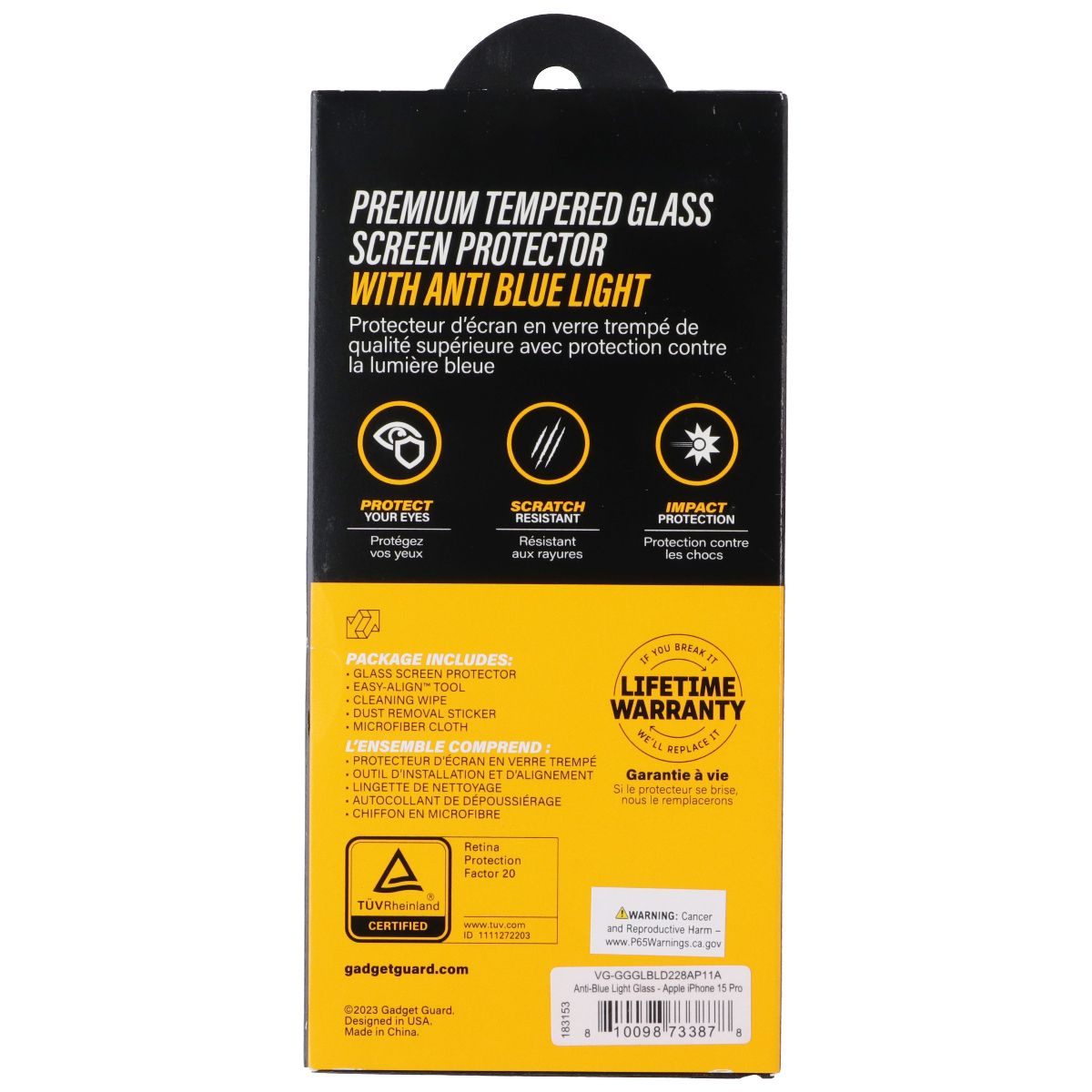 Gadget Guard Glass with Anti Blue Light for Apple iPhone 15 Pro