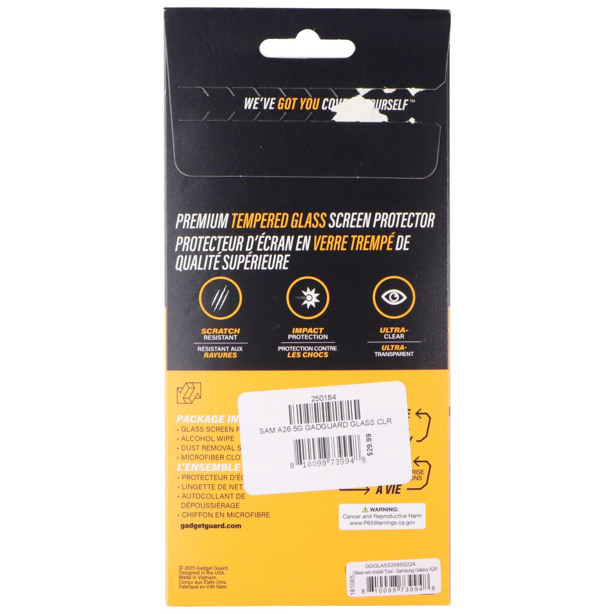 Gadget Guard Glass Screen Protector for Samsung Galaxy A26 (No Install Tool) Cell Phone - Screen Protectors Gadget Guard - Simple Cell Bulk Wholesale Pricing - USA Seller