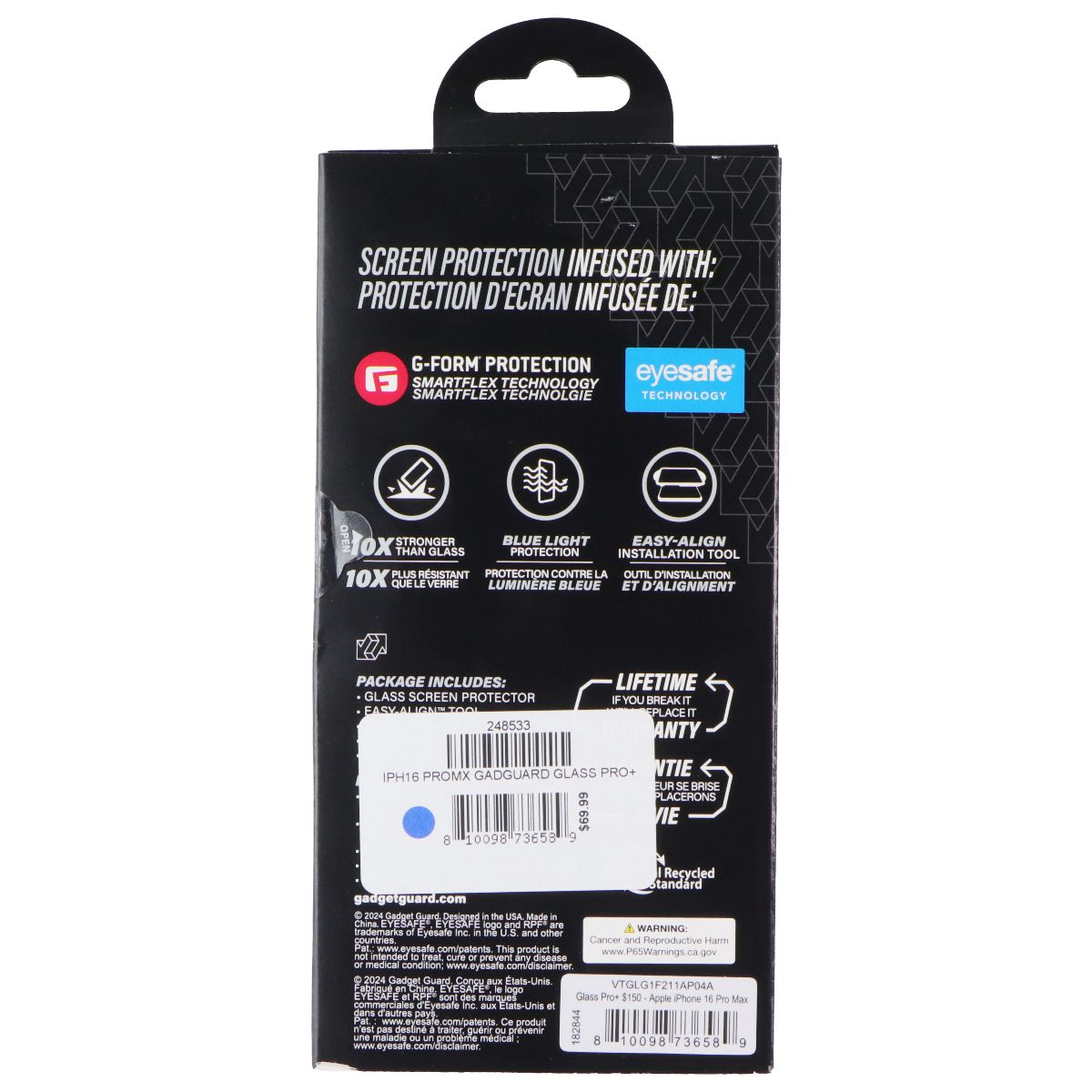 Gadget Guard G-Form Glass Pro Screen Protector for Apple 16 Pro Max