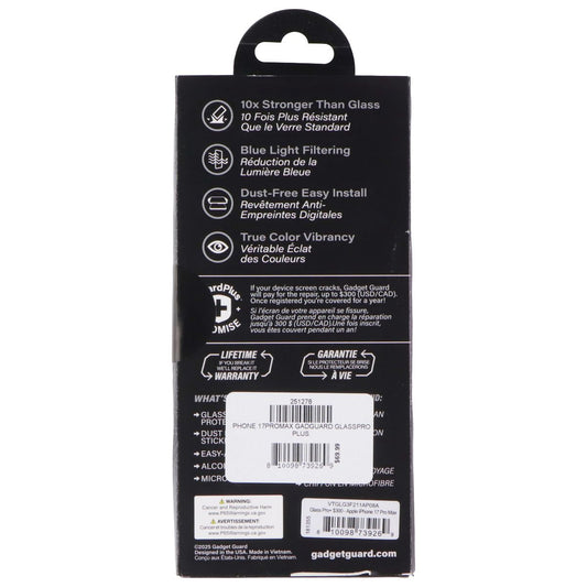 Gadget Guard Glass PRO Screen for iPhone 17 Pro Max/16 Pro Max (Blue Light) Cell Phone - Screen Protectors Gadget Guard - Simple Cell Bulk Wholesale Pricing - USA Seller