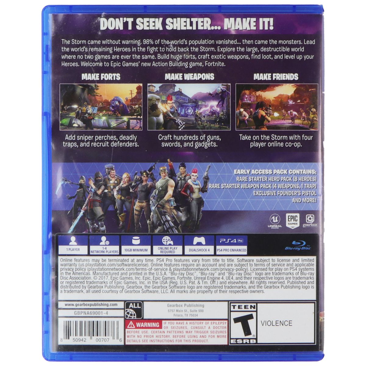 Gearbox Publishing Fortnite - PlayStation 4 Game Gaming/Console - Video Games Gearbox - Simple Cell Bulk Wholesale Pricing - USA Seller