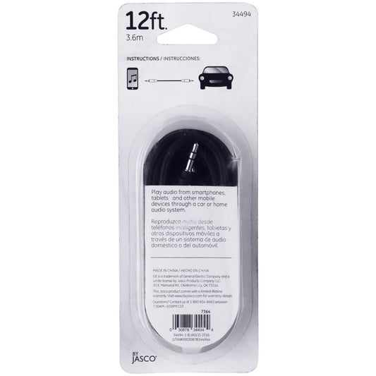 GE 3.5mm 12ft. AUX Audio Cable - Black Cell Phone - Cables & Adapters General Electric - Simple Cell Bulk Wholesale Pricing - USA Seller