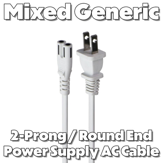 Mixed Generic (2-Prong / Round End) Power Supply AC Cables - Mixed Color/Length Multipurpose Batteries & Power - Multipurpose AC to DC Adapters Generic    - Simple Cell Bulk Wholesale Pricing - USA Seller