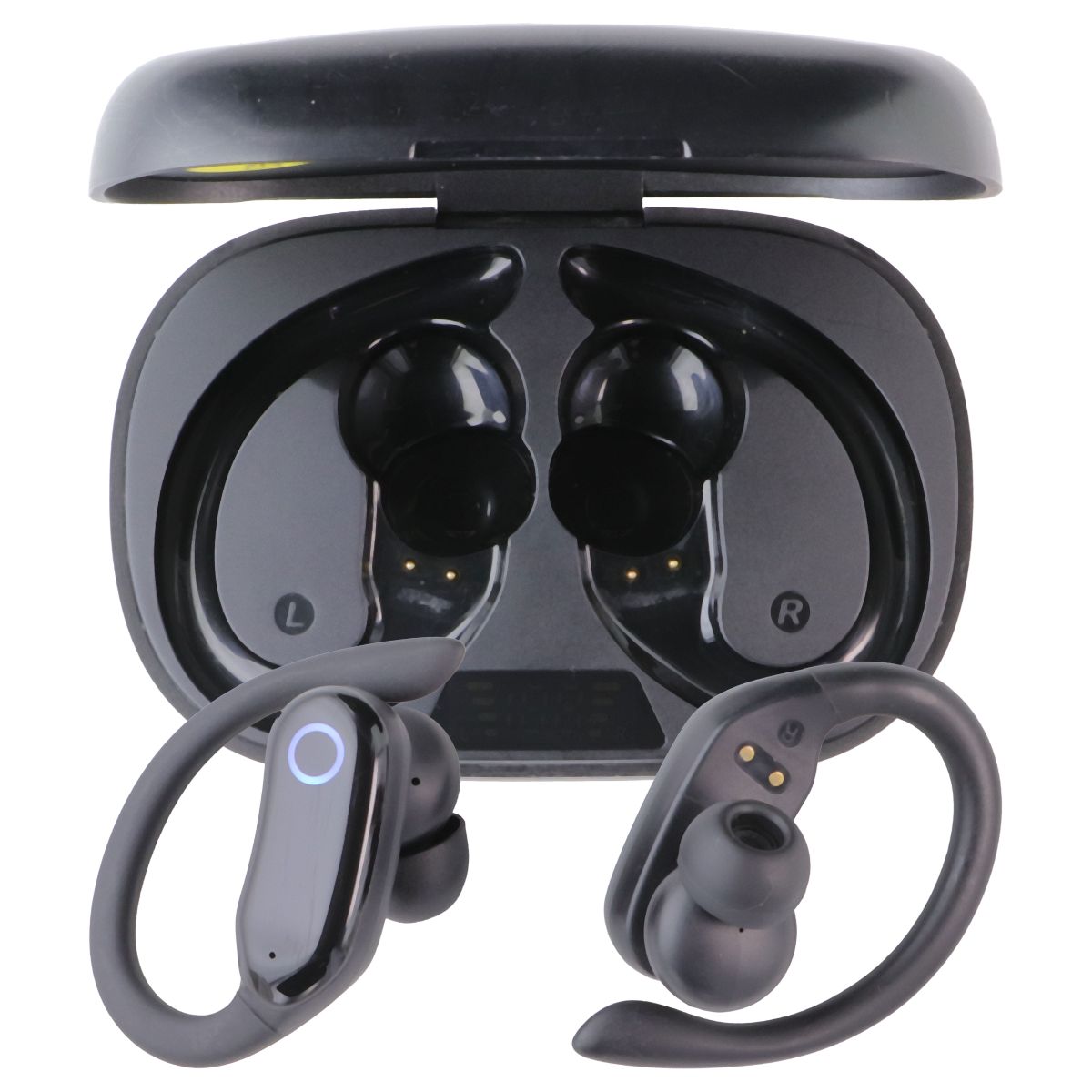 GNMN Bluetooth Headphones Wireless Earbuds with Ear Hooks - Dark Black