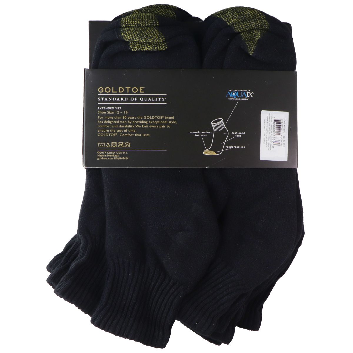 GOLDTOE Men's Cotton Ankle Athletic Socks - Black 6 Pair - Shoe Size (12-16) Other Sporting Goods Goldtoe - Simple Cell Bulk Wholesale Pricing - USA Seller
