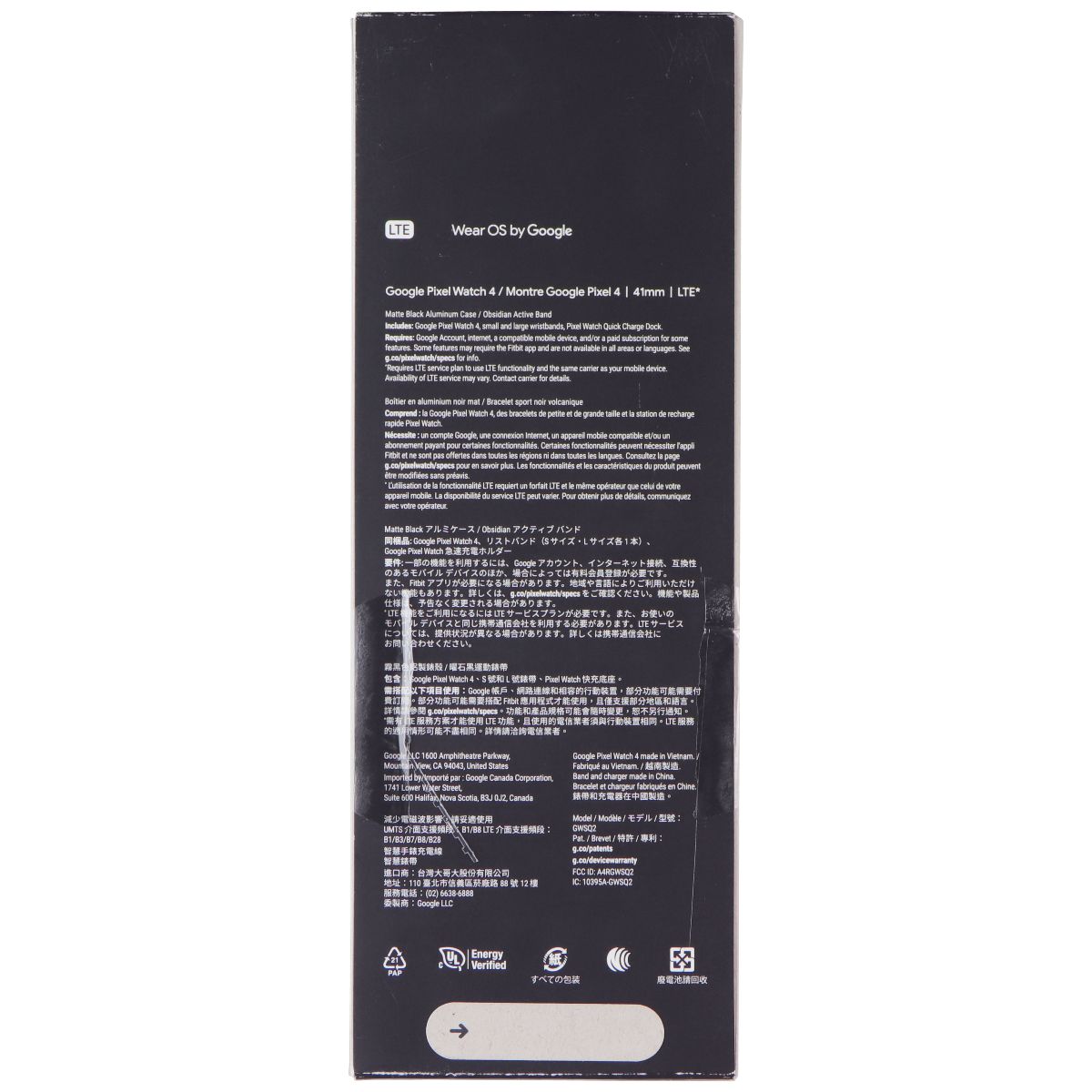 Google Pixel Watch 4 (41mm) LTE Smartwatch (GWSQ2) Matte Black/Obsidian Band Smart Watches Google - Simple Cell Bulk Wholesale Pricing - USA Seller