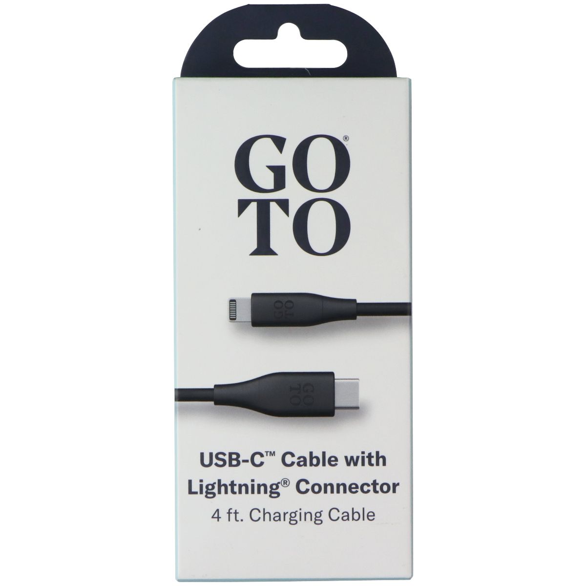 GoTo (4-Foot) Charging Cable with USB-C to 8-Pin Connectors for Apple - Black Cell Phone - Cables & Adapters GoTo - Simple Cell Bulk Wholesale Pricing - USA Seller