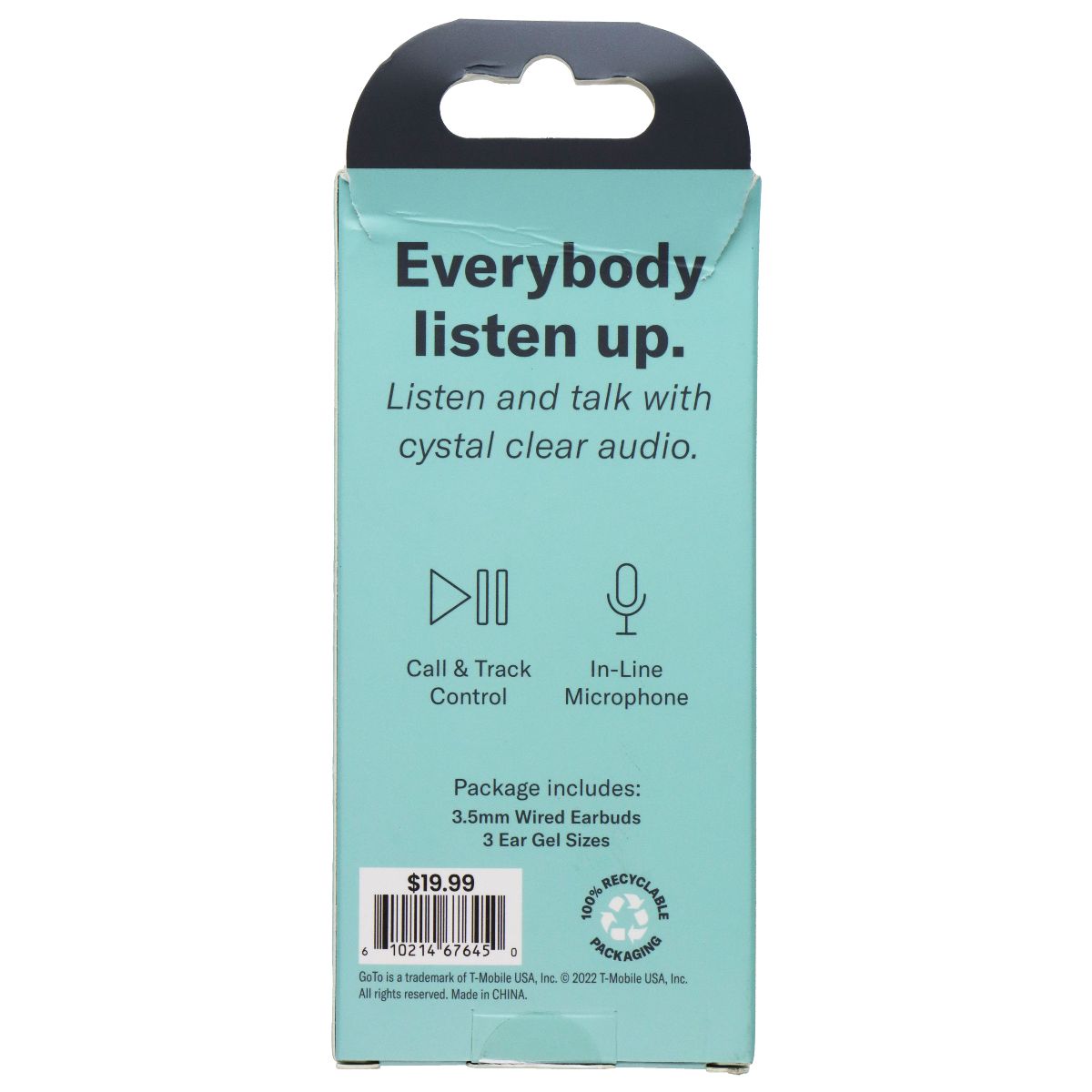 GoTo Stereo Earbuds with 3.5mm Connector - Black Cell Phone - Headsets GoTo - Simple Cell Bulk Wholesale Pricing - USA Seller