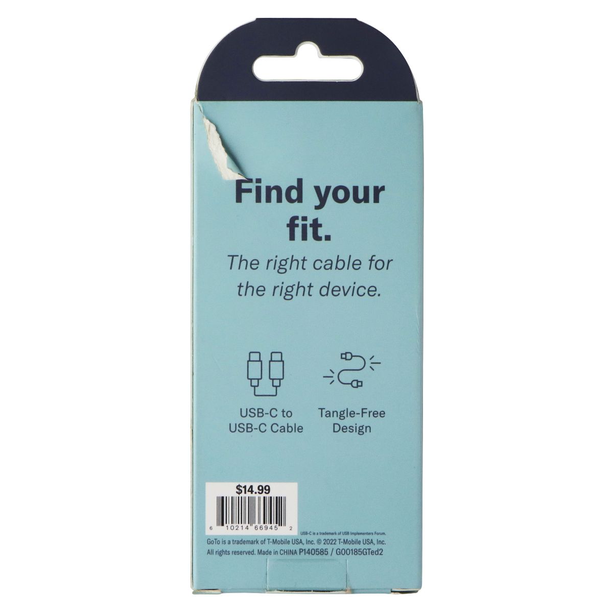 GoTo (4-Foot) Charging Cable with USB-C to USB-C Connectors - Black Cell Phone - Cables & Adapters GoTo - Simple Cell Bulk Wholesale Pricing - USA Seller