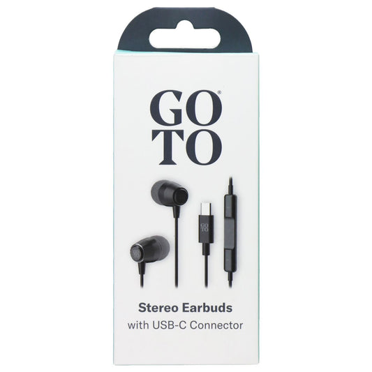 GoTo Stereo Earbuds with USB-C Connector and in-Line Microphone - Black Portable Audio - Headphones GoTo - Simple Cell Bulk Wholesale Pricing - USA Seller