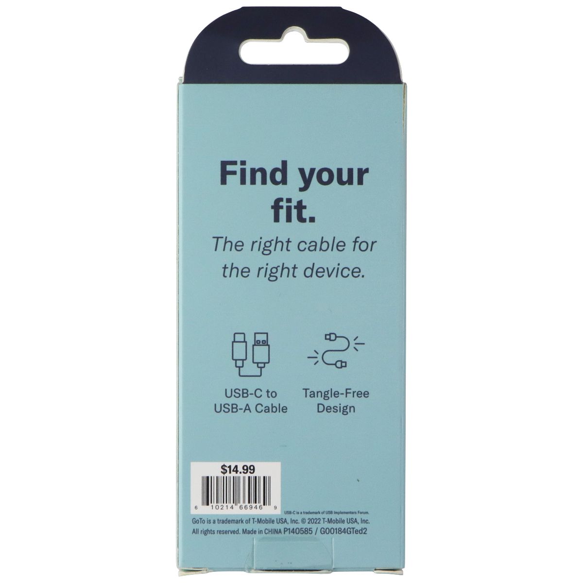 GoTo (4-Foot) Charging Cable with USB-A to USB-C Connectors - Black Cell Phone - Cables & Adapters GoTo - Simple Cell Bulk Wholesale Pricing - USA Seller