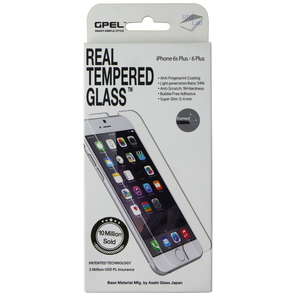 GPEL Real Tempered Glass Screen Protector for Apple iPhone 6s Plus/iPhone 6 Plus Cell Phone - Screen Protectors GPEL - Simple Cell Bulk Wholesale Pricing - USA Seller
