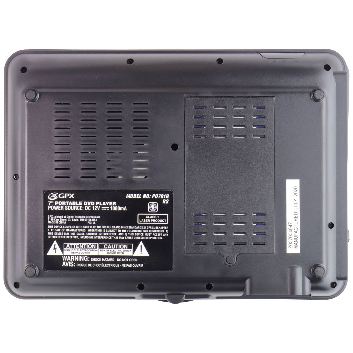 GPX 7-inch Portable DVD Player with Remote - Black (PD701BRS) Home Multimedia - DVD & Blu - ray Players GPX - Simple Cell Bulk Wholesale Pricing - USA Seller