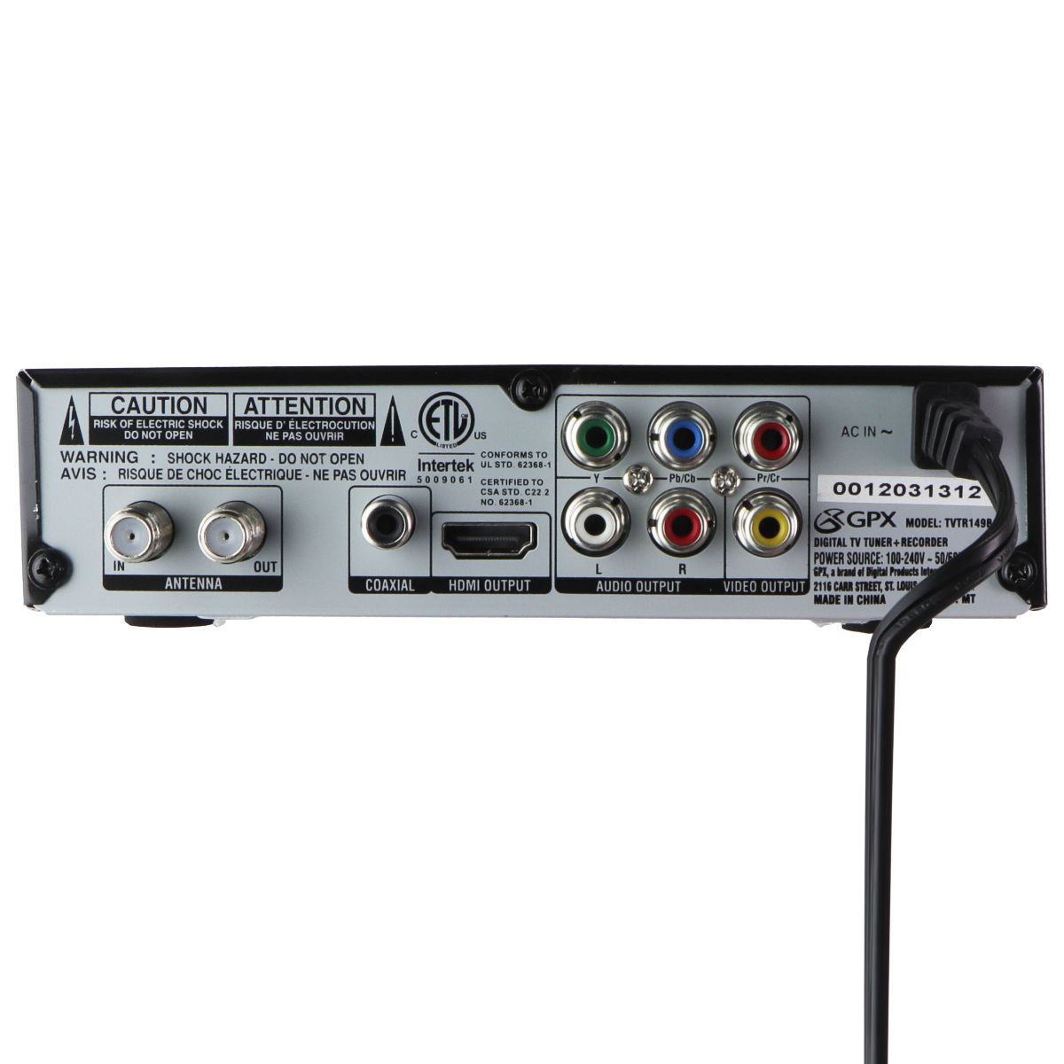 GPX Digital TV Tuner + Recorder with Remote (Directional Pad) - Black (TVTR149B) Computer Accessories - TV Tuner/Video Capture Devices GPX - Simple Cell Bulk Wholesale Pricing - USA Seller