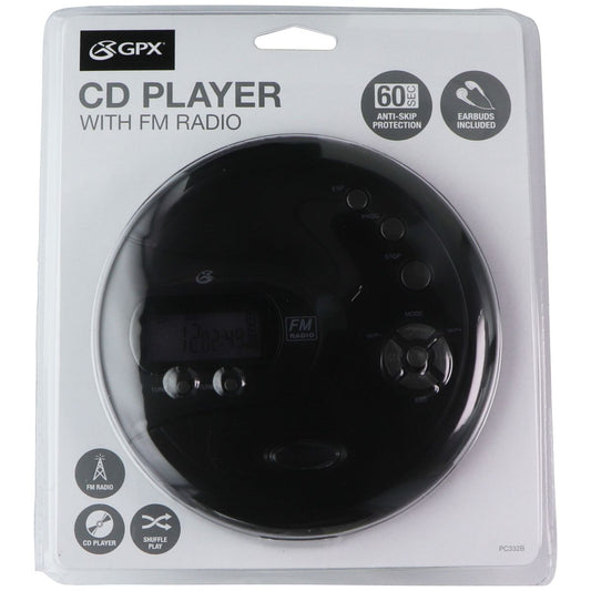 GPX Personal FM Radio CD Player with Headphones - Black (PC332B) Portable Audio & Headphones - Personal CD Players GPX - Simple Cell Bulk Wholesale Pricing - USA Seller