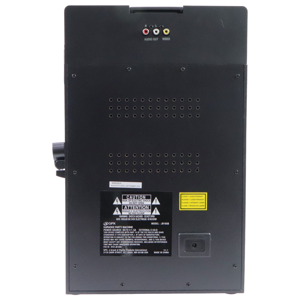 GPX Bluetooth Karaoke Machine with LED Lights and Microphone - Black (JB185B) Karaoke Entertainment - Complete Karaoke Systems GPX - Simple Cell Bulk Wholesale Pricing - USA Seller