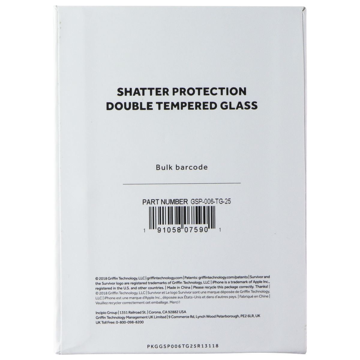 Griffin Survivor Glass Screen Protectors for iPhone 11 Pro / XS / X - 25 Pack Cell Phone - Screen Protectors Griffin - Simple Cell Bulk Wholesale Pricing - USA Seller