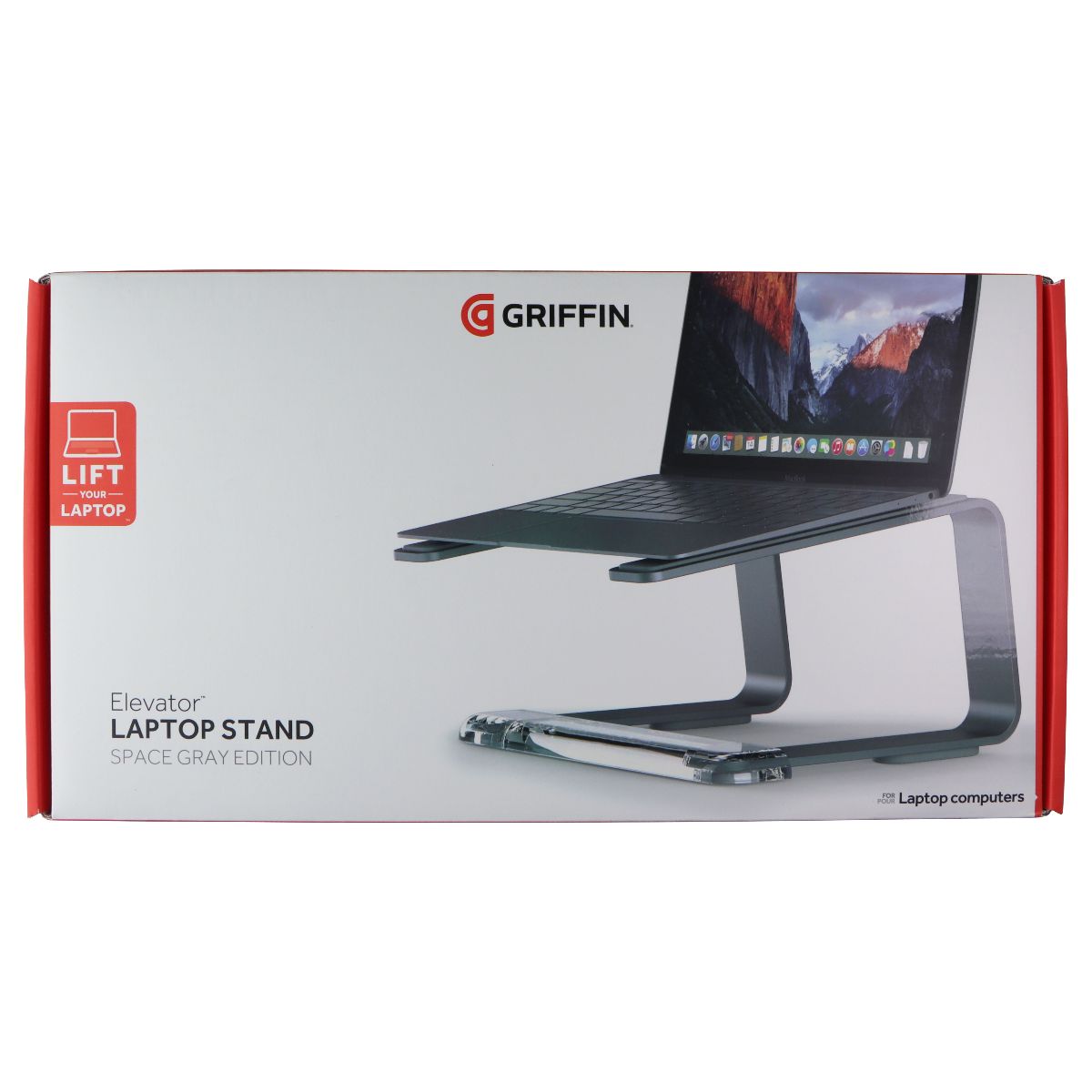 Griffin Elevator Laptop Stand - Ergonomic Riser & Laptop Mount - Space Gray Computer Accessories - Stands, Holders & Car Mounts Griffin - Simple Cell Bulk Wholesale Pricing - USA Seller