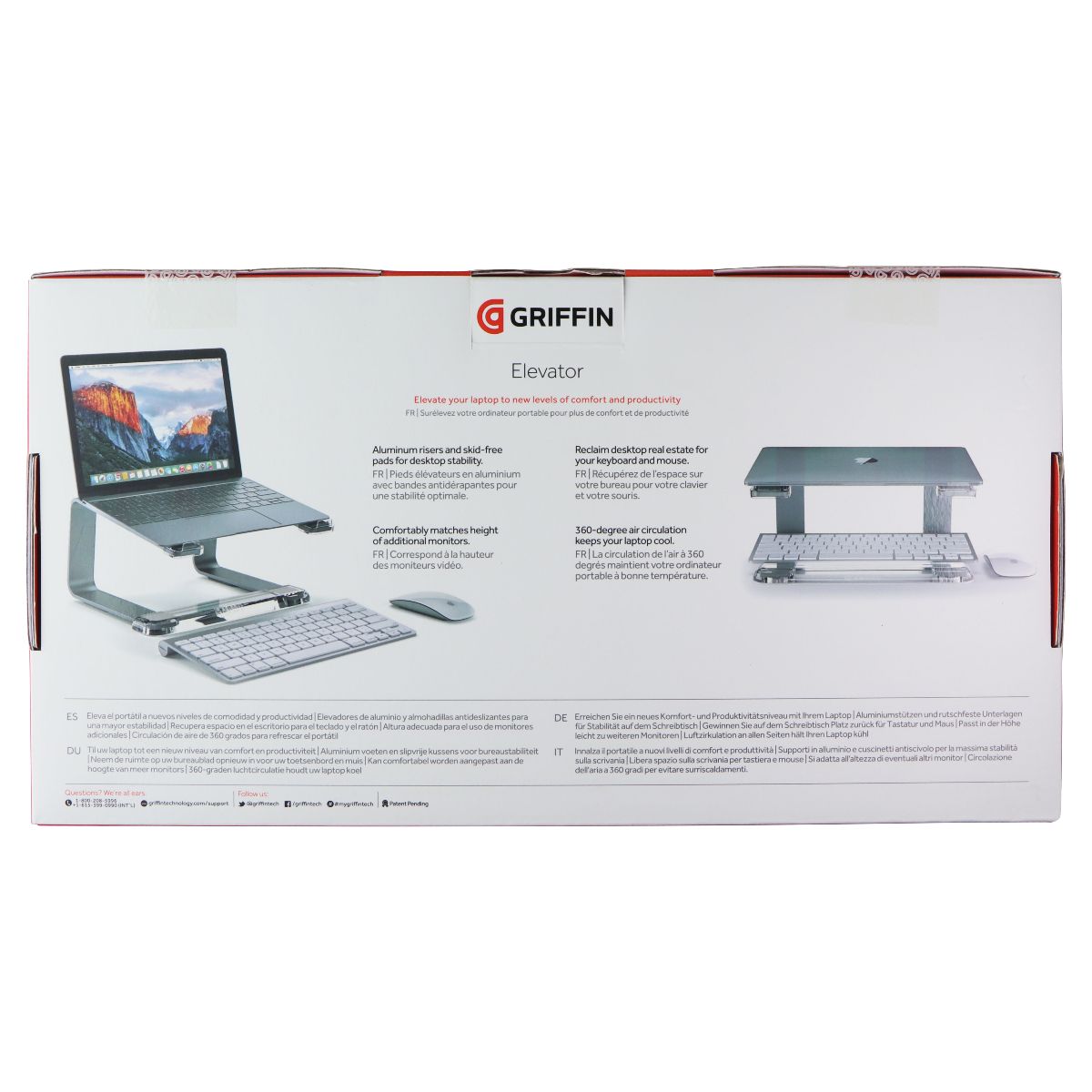 Griffin Elevator Laptop Stand - Ergonomic Riser & Laptop Mount - Space Gray Computer Accessories - Stands, Holders & Car Mounts Griffin - Simple Cell Bulk Wholesale Pricing - USA Seller