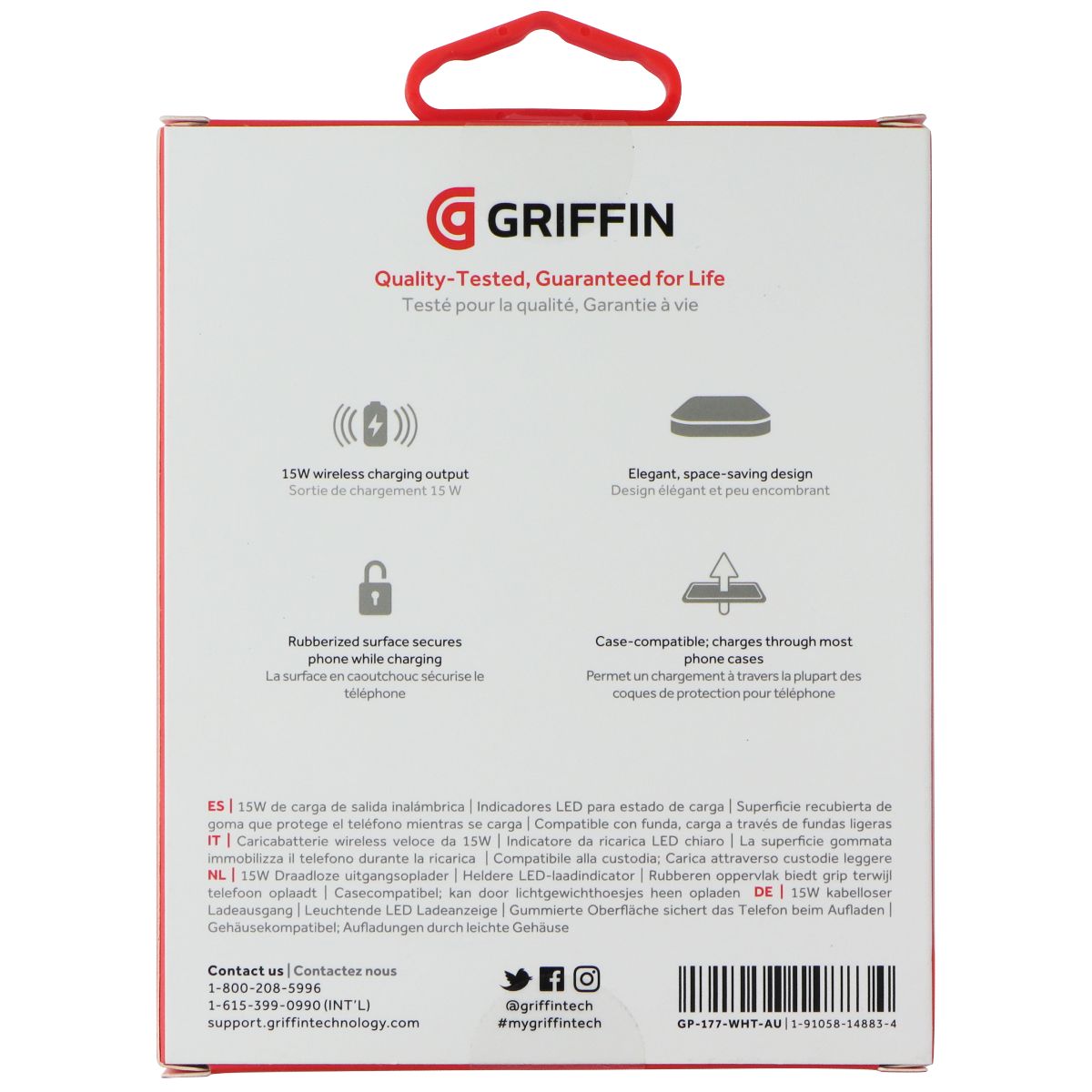 Griffin 15 Watt Magnetic Wireless Charger - White Cell Phone - Chargers & Cradles Griffin - Simple Cell Bulk Wholesale Pricing - USA Seller