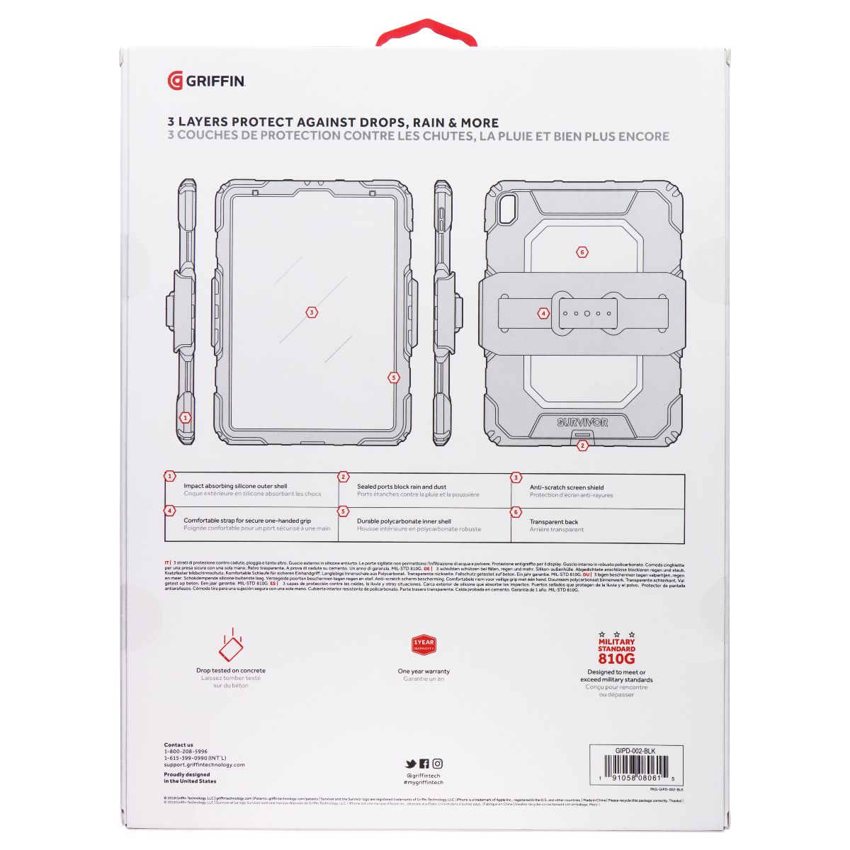 Griffin Survivor All-Terrain Case for Apple iPad Pro 11-inch (2018) - Black iPad/Tablet Accessories - Cases, Covers, Keyboard Folios Griffin - Simple Cell Bulk Wholesale Pricing - USA Seller