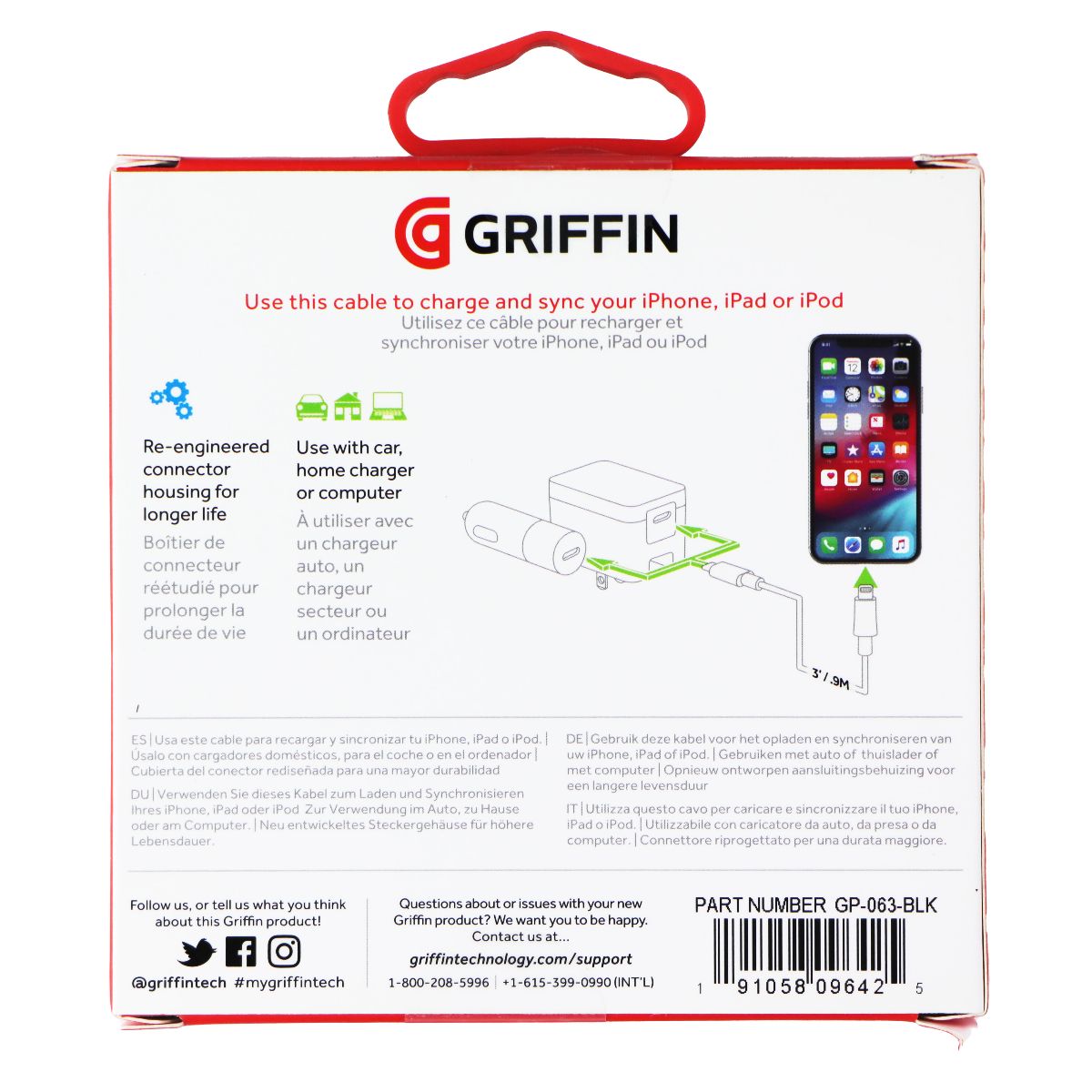 Griffin 3FT USB-C to Lightning 8-Pin Charge/Sync Cable - Black Cell Phone - Cables & Adapters Griffin - Simple Cell Bulk Wholesale Pricing - USA Seller