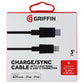 Griffin 3FT USB-C to Lightning 8-Pin Charge/Sync Cable - Black Cell Phone - Cables & Adapters Griffin - Simple Cell Bulk Wholesale Pricing - USA Seller