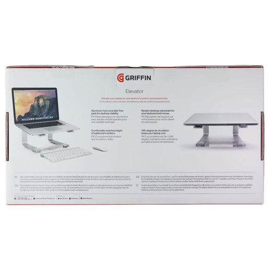 Griffin Elevator Aluminum Laptop Stand - Ergonomic Computer Riser - Silver Computer Accessories - Stands, Holders & Car Mounts Griffin - Simple Cell Bulk Wholesale Pricing - USA Seller