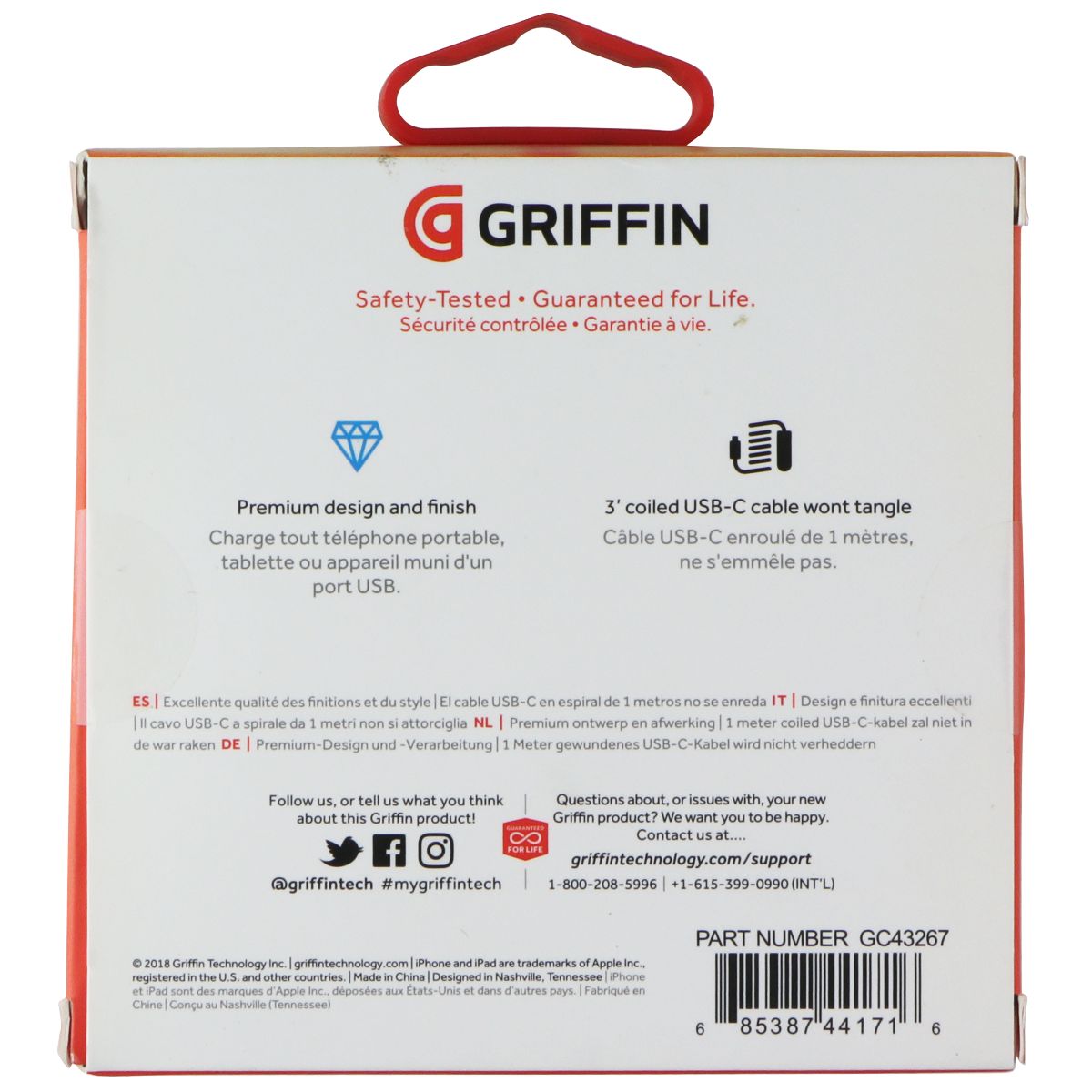 Griffin PowerJolt SE USB-C 3.0A/15W Car Charger - Black / Gray (GC43267) Cell Phone - Chargers & Cradles Griffin - Simple Cell Bulk Wholesale Pricing - USA Seller