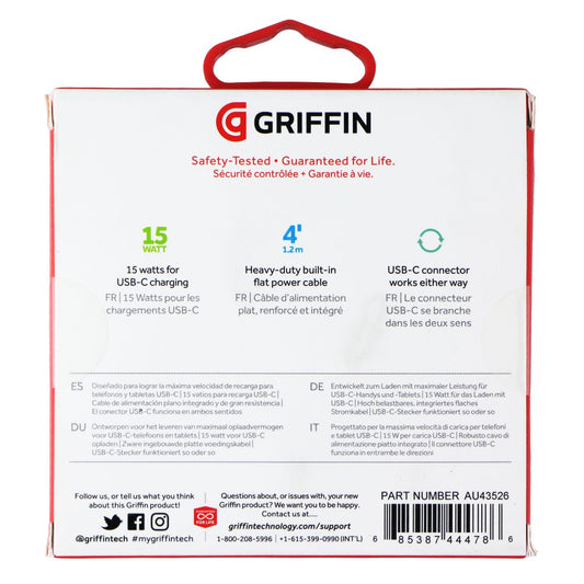 Griffin PowerBlock USB-C MAINS Charger 4FT - Black/Gray (Australian Plug) Cell Phone - Chargers & Cradles Griffin - Simple Cell Bulk Wholesale Pricing - USA Seller