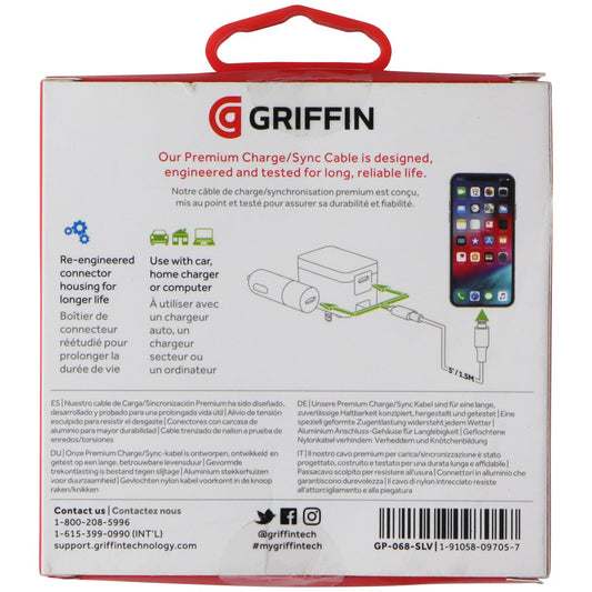 Griffin 5FT Premium Charge/Sync USB-C to 8-Pin Cable for iPhone & iPad - Silver Cell Phone - Cables & Adapters Griffin    - Simple Cell Bulk Wholesale Pricing - USA Seller